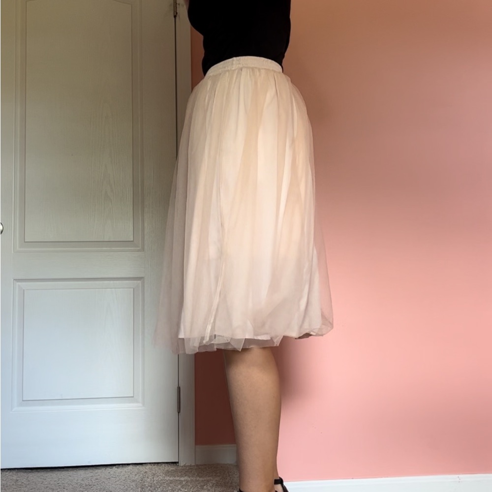 Francesca’s Miami Brand Tulle Lined Midi Skirt, light pink